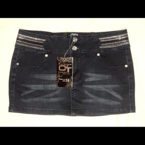 Cest toi jeans dark blue jean mini skirt NWOT